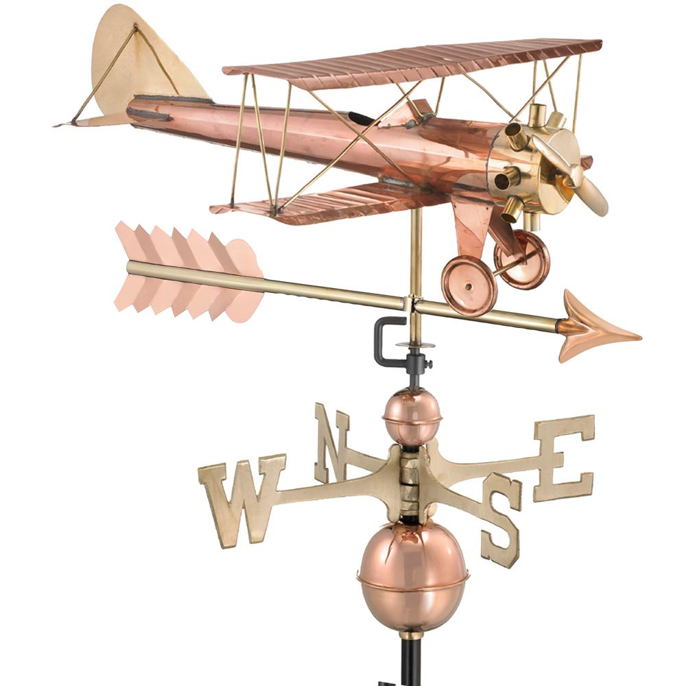 Biplane with Arrow Weathervane-Pure Copper