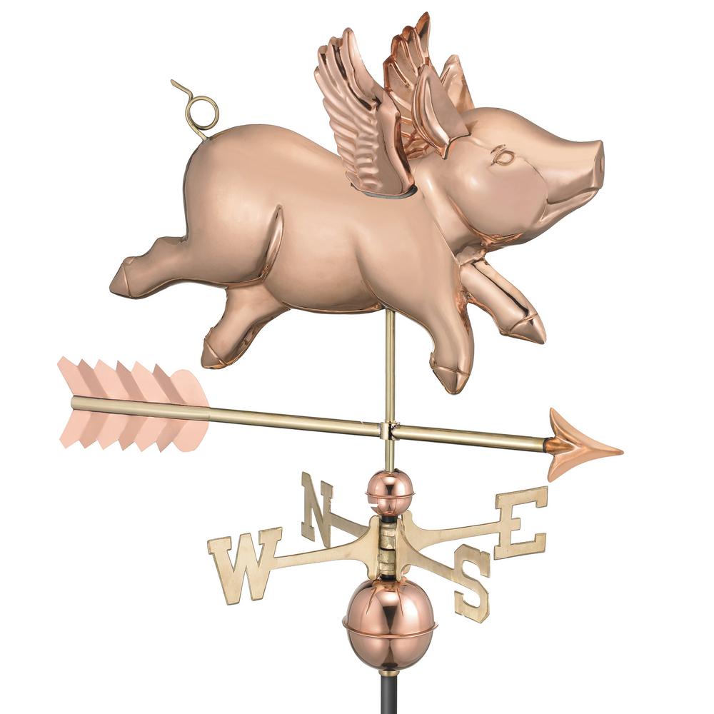 Flying Pig with Arrow Weathervane-Pure Copper