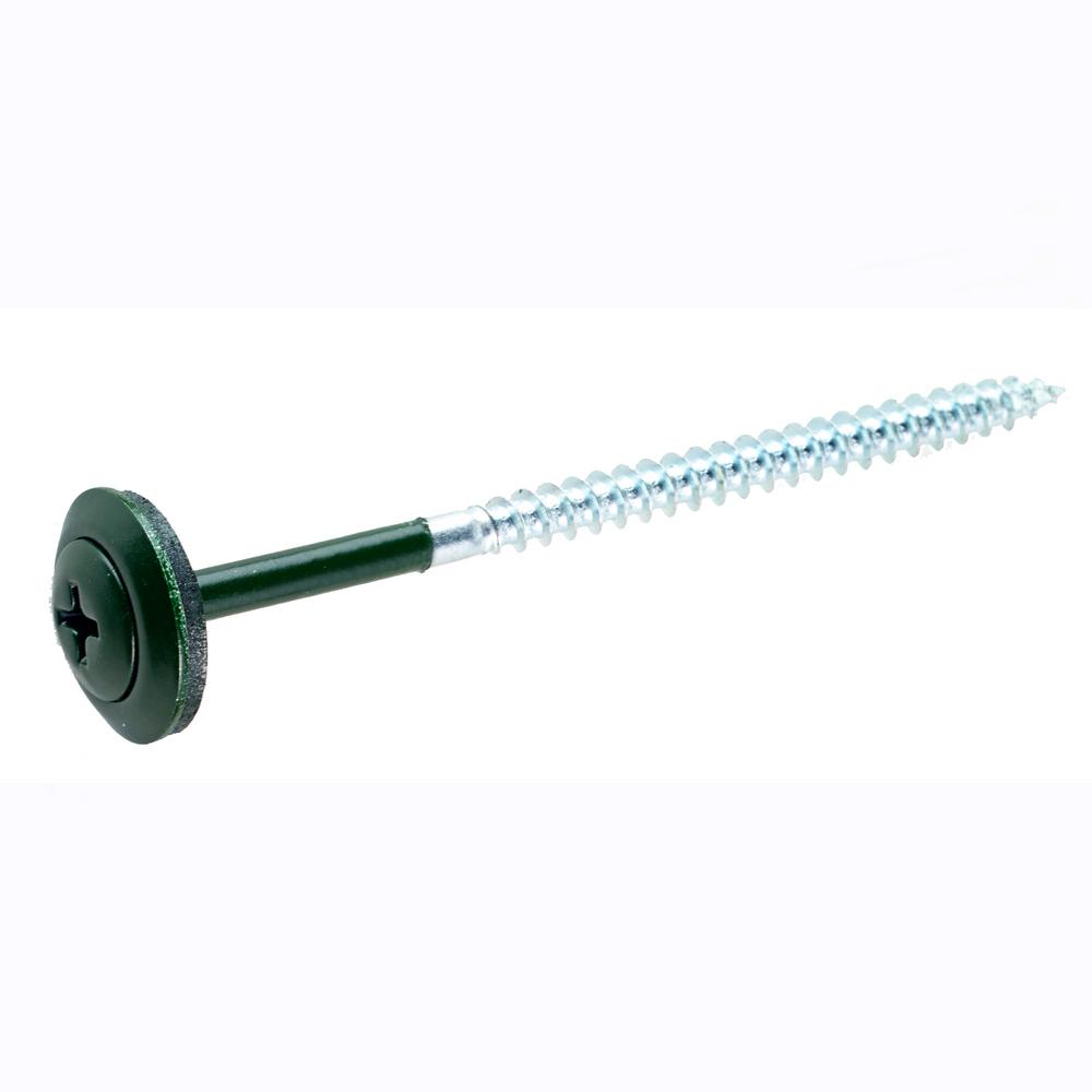 2.87 in. Mid-West Green Screw With Washer (1500-Piece per Box)