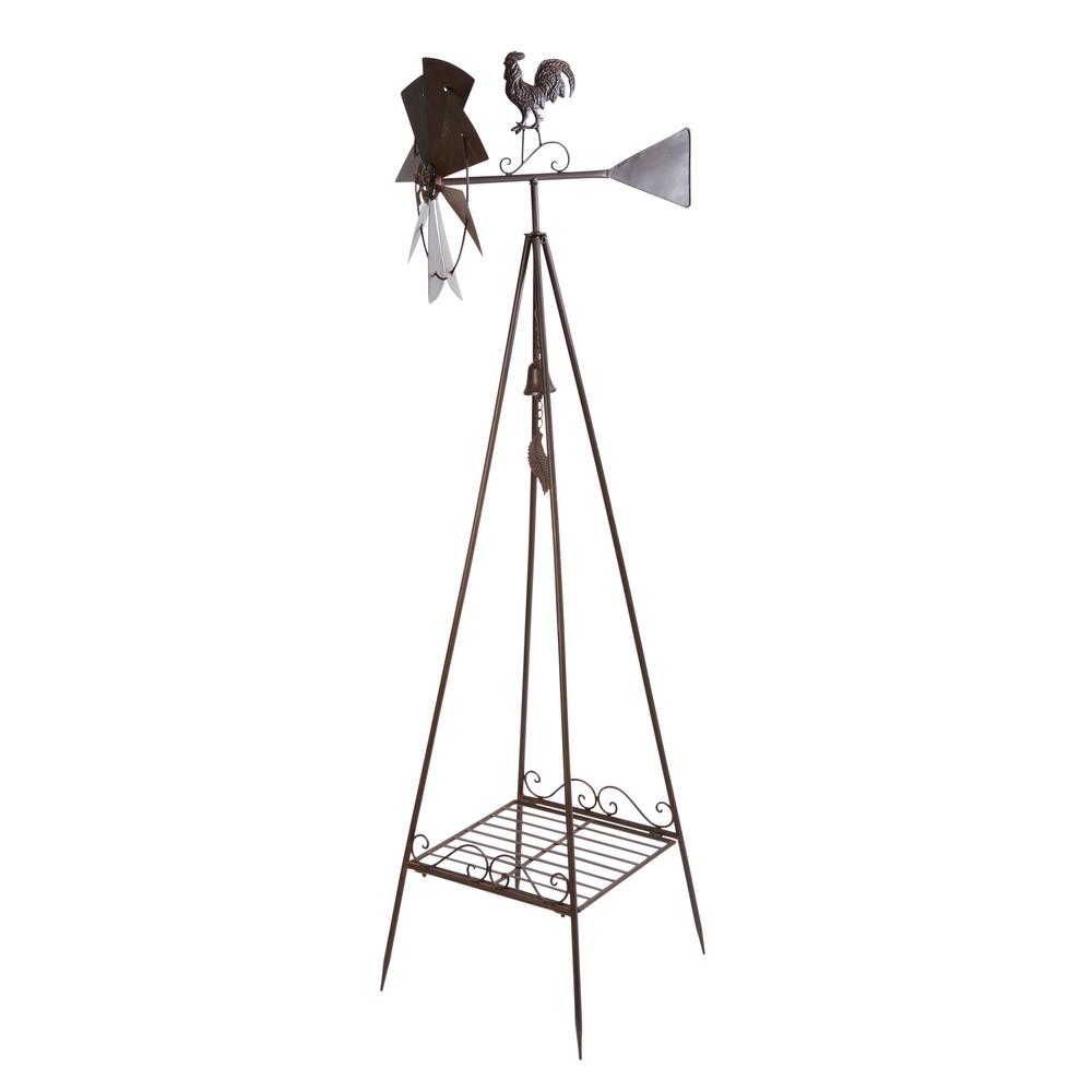 70 in. Metal Windmill Weathervane and Plant Stand