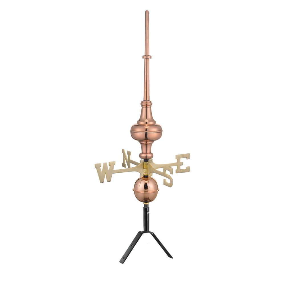 31 in. Morgana Pure Copper Rooftop Finial with Directionals and Steel Roof Mount