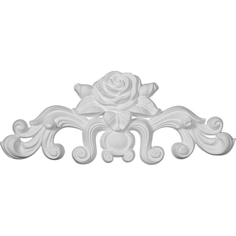 Ekena Millwork Polyurethane Onlays/Nadia Decorative Rose Center with Scrolls Onlay / 13 3/4'W x 5 1/2'H x 1' / ONL13X05X01NA