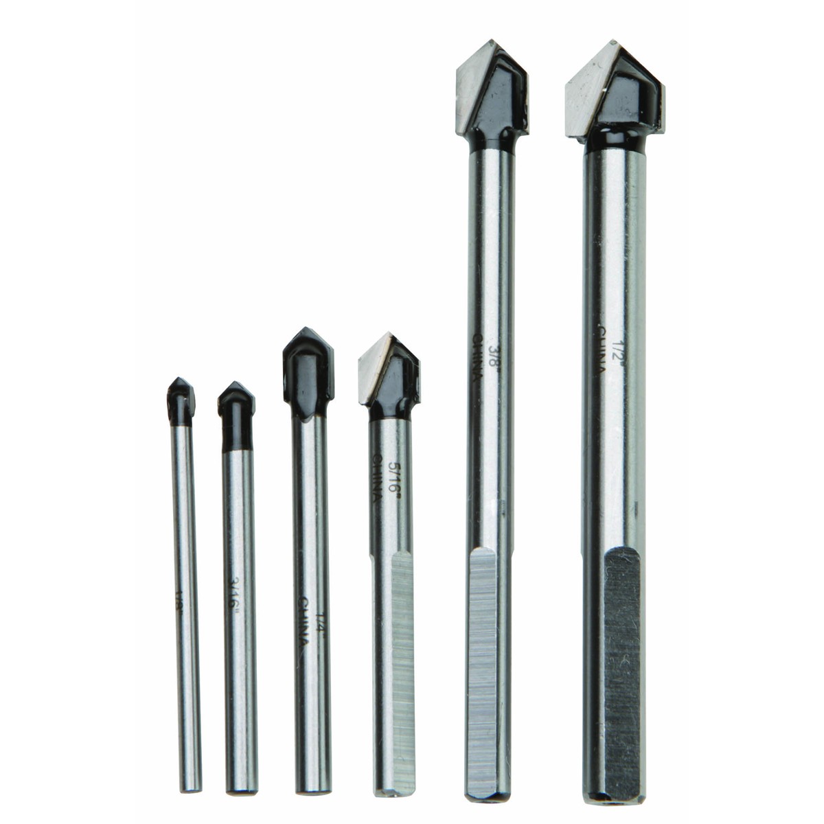 Carbide Tip Glass and Tile Cutting Drill Bit Set 6 Pc